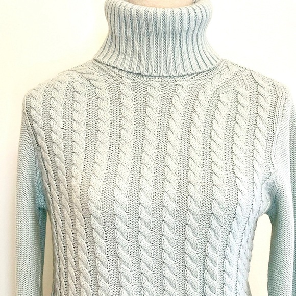 Croft & Barrow Light Blue Cable Knit Turtleneck Sweater NWT Small - Picture 4 of 9